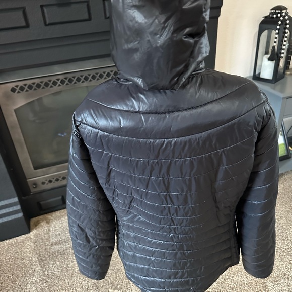 Tek Gear Warm Tek Black Jacket Quilted Puffer Coat Women’s Large Hood Sz L - Picture 5 of 9